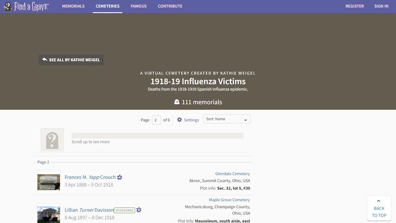 1918-19 Influenza Victims: a Virtual Cemetery - Find a Grave