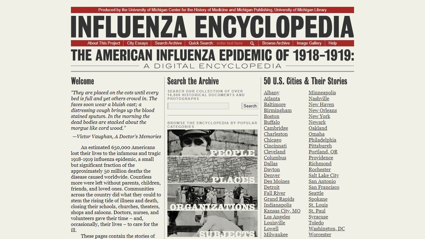 The American Influenza Epidemic of 1918: A Digital Encyclopedia